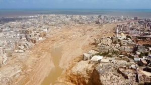 دیرنا شہر میں تباہی کا فضائی منظر