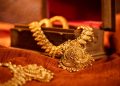 Indian Traditional Gold Necklace shot in studio light.