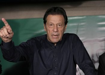 FILE - Pakistan's former Prime Minister Imran Khan speaks during a news conference at his home, in Lahore, Pakistan, Thursday, May 18, 2023. Pakistan is holding elections for a new parliament on Thursday. No less than 44 political parties are vying for a share of the 266 seats that are up for grabs in the National Assembly, or the lower house of parliament, with an additional 70 seats reserved for women and minorities. (AP Photo/K.M. Chaudary, File)